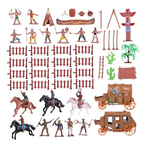 Totority 43 Stück Teiliges Western Cowboy Modell Figuren Realistische Simulation Figuren für Sandkasten Mikroszenen Zimmerdekoration Robuste Kunststoffmaterialien für Sicheres von Totority
