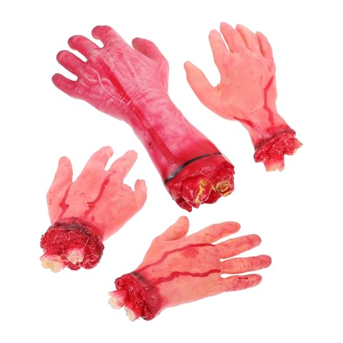 Totority 4Stücke Teiliges Halloween Requisiten Set mit Abgetrennten Händen Realistische Streich Requisiten für Gruselpartys Geisterhäuser und Halloween Dekoration für Scherze von Totority