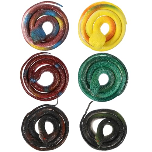 Totority 6 Stück Spielzeugschlange gartenspielzeug Partyschlangen Schlange Figur Schlange gummitiere schlangen Accessoires Gummischlangen Halloween-Schlangen Zufällige Farbe von Totority