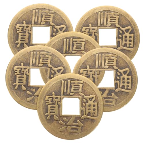 Totority 6Stücke Messingmünzen für DIY Projekte Chinesische Glücksmünzen Hängedeko Bastelmünzen für Feng Shui und Kreative Bastelideen Robust und Exquisit Verarbeitet von Totority