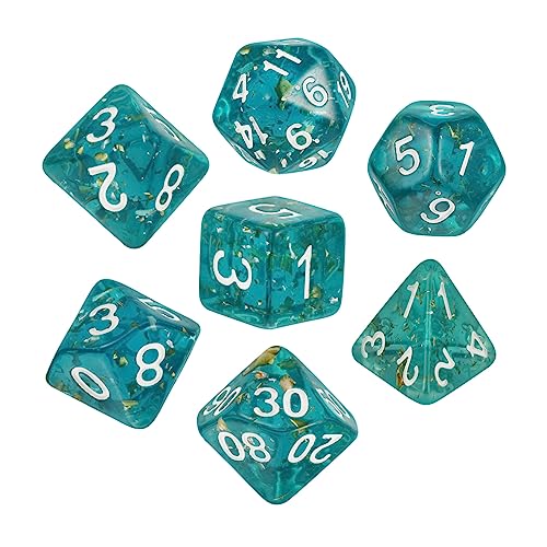 Totority 7 Stück Teiliges Transparenter Würfel aus Acryl Polyedrische Spielwürfel für Partys und Familienfeiern Einzigartige Transparente Würfel mit Blauer Goldfolie Leicht und von Totority