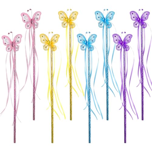 Totority 8 Stück Teiliges Schmetterlings Zauberstäbe für Mädchen Farbige Fairy Wands Blau Gold und für Partys Kostüme und Fotorequisiten Totority 8 Stück Teiliges Schmetterlings Zauberstäbe für Mädchen Farbige Fairy Wands Blau Gold und für Partys Kostüme und Fotorequisiten von Totority