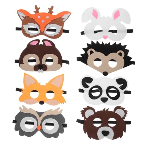 Totority 8 Stück Teiliges Tier Filzmasken für Leichte Halloween Masken für Partys und Aufführungen Katzen Giraffen Pandas und Mehr Cartoon Tiermasken von Totority