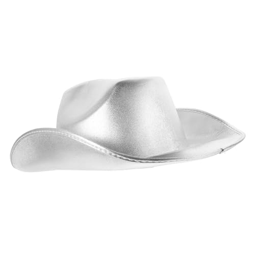 Totority Cowgirl Hut Glitzer Westernhut für Damen und Herren Silberner Partykopf für Halloween Cosplay Festivals und Themenveranstaltungen von Totority