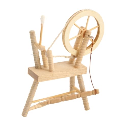 Totority Mini-Spinnradmodell Miniatur Möbel Puppenhaus Zubehör Retro Mini-Vintage-Nähmaschine Vintage Handwickelmaschine realistisches nähmaschinenspielzeug hölzern Khaki von Totority
