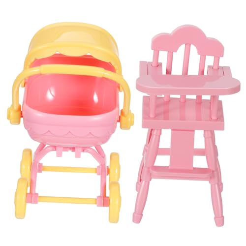 Totority Miniatur Doll Wagen Realistischer Puppenwagen mit Hochstuhl für Leicht und Tragbar Kinderfreundliche Materialien für Rollenspiele und Kreative Szenarien von Totority