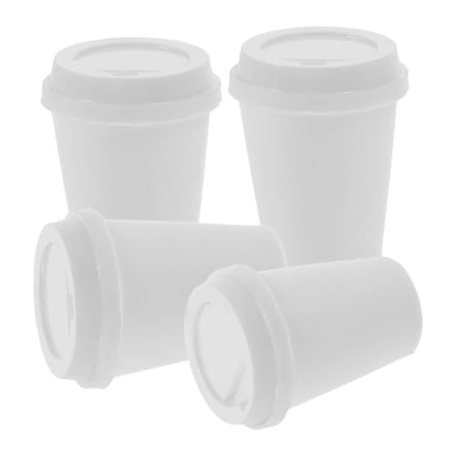 Totority Miniatur-Kaffeetasse Zum Mitnehmen - 4 Stück Mini-Kaffeetasse Weiß Winzige Espressotassen Zum Mitnehmen Puppenhaus Küchenzubehör von Totority