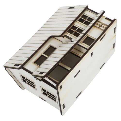 Totority Miniaturhaus Modell Eines Spielzeughauses -modellbausatz Tischhausfiguren Diorama- -Puzzle Modellhaus Bausatz Selber Machen Weihnachtsdorf Zubehör 3D-Puzzle- Holz Beige von Totority