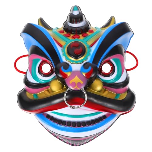 Totority Ostasiatische Löwenmaske aus Handgefertigte Festtagsmaske für Tanzaufführungen Bühnenauftritte und Karneval Wiederverwendbare und Komfortable Maske mit Elastischem Band für von Totority