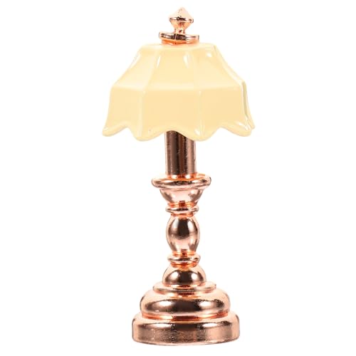 Totority Puppenhaus Zubehör Tischlampe mit Roségold Säule und Schirm Dekoration für Kinderzimmer und Puppenhaus Szenen für zu Feiertagen von Totority