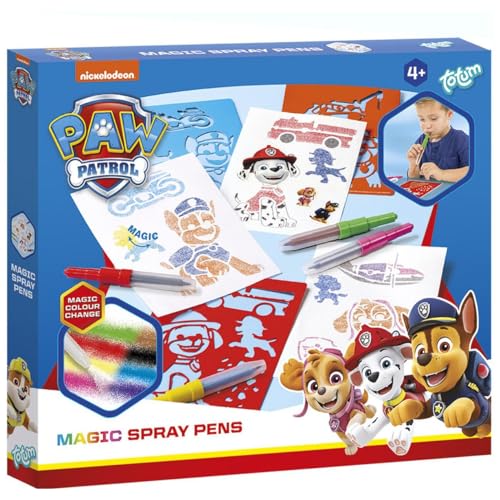 PAW PATROL Farbwechsel Sprühstifte für Kinder – Magisches Malset mit Schablonen – Kreatives Zeichnen und Malspaß ab 4 Jahren von Totum Paw Patrol