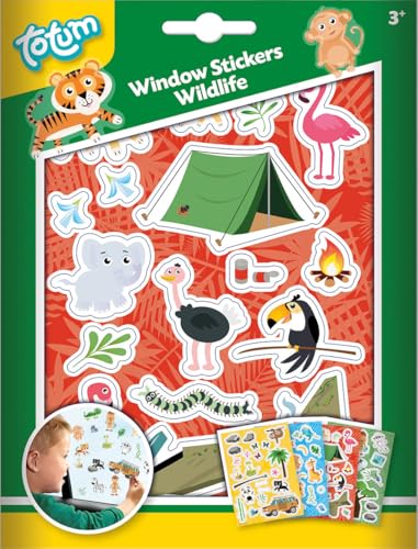 CREATIVITY Fenster-Sticker Wilde Tiere | 55+ Wiederverwendbare Tier-Sticker fürs Kinderzimmer & Auto – Safari-Deko mit Löwe, Zebra, AFFE & mehr von Totum