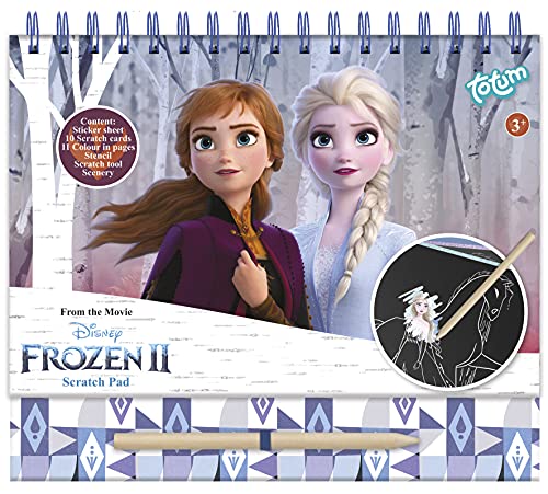 Totum Frozen II Scratch Book: Kratzbuch & Ausmalbuch mit Schablonen und Glitzerstickern mit Anna & ELSA, Activity Book für zuhause und unterwegs 681439 von Totum