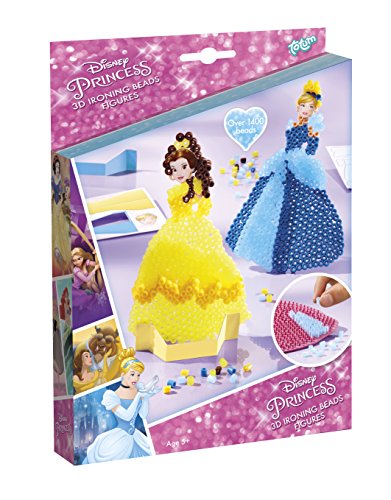 TM Essentials Disney´s Princess Bastel-Set: 3D Bügelperlen-Bilder mit verschiedenen Disney Prinzessinnen (Belle, Cinderella), Stickern und Steckplatten, Geschenk für Mädchen, multicolor, 044111 von Totum