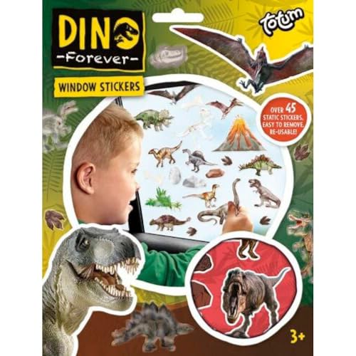 Totum Dino Fenstersticker mit über 45 wiederverwendbaren Dinosaurier Sticker und Einer Landschaftsszene für Fenster & Spiegel Deko Totum Dino Fenstersticker mit über 45 wiederverwendbaren Dinosaurier Sticker und Einer Landschaftsszene für Fenster & Spiegel Deko von Totum