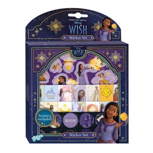 WISH Sticker-Set, über 50 glitzernde Disney Kinderzimmer Aufkleber aus dem Weihnachtsfilm "Wish", ideal als Kinder Geschenk, für Kinder ab 3 Jahren WISH Sticker-Set, über 50 glitzernde Disney Kinderzimmer Aufkleber aus dem Weihnachtsfilm "Wish", ideal als Kinder Geschenk, für Kinder ab 3 Jahren von Totum