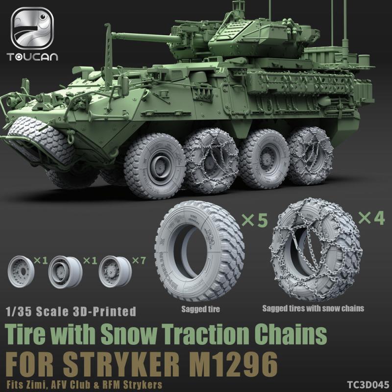 Tire with Snow Traction Chains - Stryker M1296 - 3D-Printed von Toucan Model