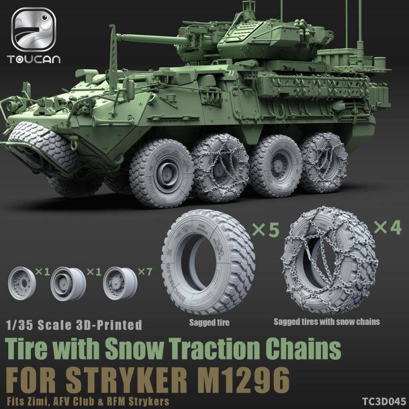 Tire with Snow Traction Chains - Stryker M1296 - 3D-Printed von Toucan Model