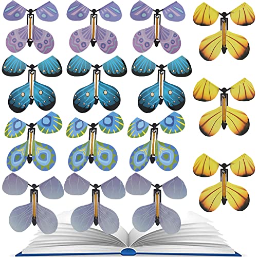 15 Stück Magische Schmetterling Spielzeug, Magic Flying Butterfly Card Wind up Butterfly Toy, Fliegender Schmetterling Karte Überraschung Geschenk für Geburtstag, Hochzeit (Zufällige Farbe) von Toulifly
