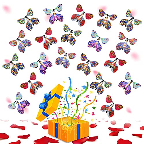 Fliegende Schmetterlinge Magische, 20 Stück Magische Schmetterling Spielzeug, Magic Flying Butterfly Toy, Fliegender Schmetterling Karte, Card Wind up für Überraschung Geburtstag Hochzeit von Toulifly