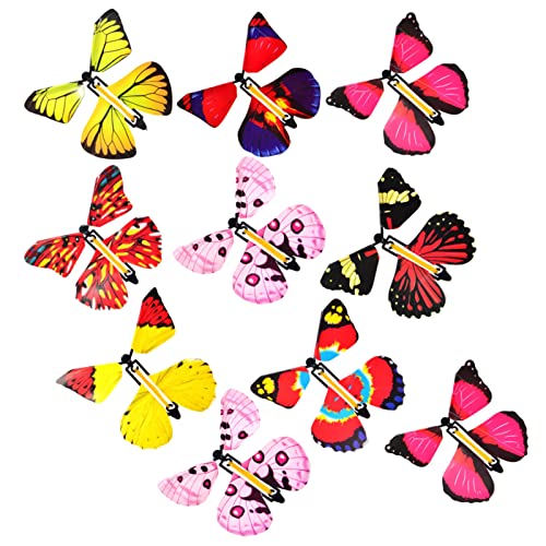 Fliegende Schmetterlinge Magische,Spielzeug Schmetterlinge Magische 10 Stile Farbe mit Gummiband, Fliegender Schmetterling Karte Überraschung Geschenk für Geburtstag, Hochzeit (Zufällige Farbe) von Toulifly