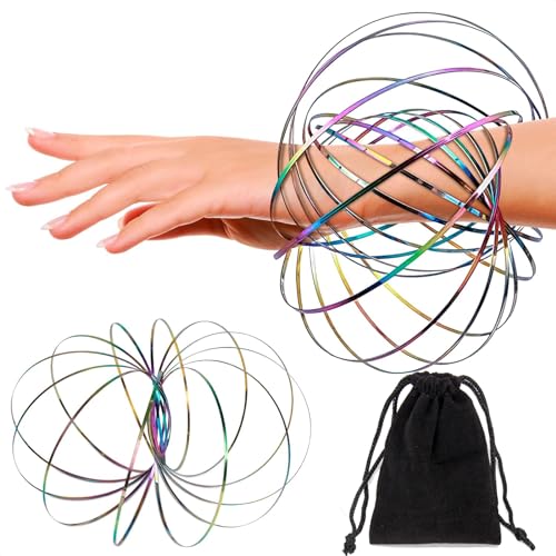 Magic Flow Ringe, Edelstahl Magische Spirale, Magic Flow Ringe Interactive, Kinetic Armband, Durchflussringe Spielzeug, 3D Arm Feder Magisch Durchflussring, 3D Durchflussringe Armband von Toulifly