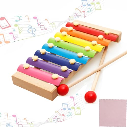 Xylophon für Kinder und Erwachsene - Holz Glockenspiel mit 15 Tönen und 2 Schlägel - Buntes Musikinstrument Spielzeug Geschenk von Toulifly