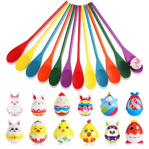 Toulite 12 Sets Eierlöffel-Rennspiel enthält 12 Holzlöffel, 12 Osterrelais-Renn-Ei-Schaum-Stress-Ball, Oster-Balance-Relais-Spiele, Ostereiersuche, Spiele für drinnen und draußen, Toulite 12 Sets Eierlöffel-Rennspiel enthält 12 Holzlöffel, 12 Osterrelais-Renn-Ei-Schaum-Stress-Ball, Oster-Balance-Relais-Spiele, Ostereiersuche, Spiele für drinnen und draußen, von Toulite