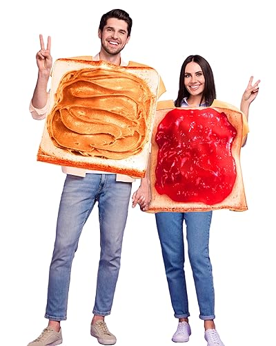 Toulite 2 Stück Halloween Lustige Erdnussbutter und Gelee Paare Halloween Kostüme für Erwachsene Brotscheiben PBJ Kostüm Essen Kostüm Essen Cosplay Party Toulite 2 Stück Halloween Lustige Erdnussbutter und Gelee Paare Halloween Kostüme für Erwachsene Brotscheiben PBJ Kostüm Essen Kostüm Essen Cosplay Party von Toulite