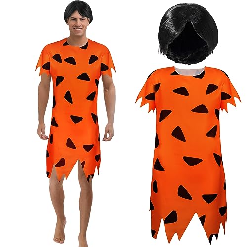 Toulite 3-teiliges Höhlenmenschenkostüm für Erwachsene, Höhlenmenschen-Kostüm, Tunika, Perücke, Krawatte für Karneval, Karneval, Welttag des Buches, Größe XL Toulite 3-teiliges Höhlenmenschenkostüm für Erwachsene, Höhlenmenschen-Kostüm, Tunika, Perücke, Krawatte für Karneval, Karneval, Welttag des Buches, Größe XL von Toulite