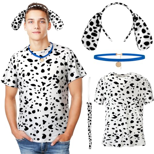 Toulite Dalmatiner-Kostüm für Erwachsene, 4-teilig, inklusive Hemd, Lederhalsband, Hundeohren, Stirnband, Schwanz, Halloween, Cosplay, Party, Blau, X-Large Toulite Dalmatiner-Kostüm für Erwachsene, 4-teilig, inklusive Hemd, Lederhalsband, Hundeohren, Stirnband, Schwanz, Halloween, Cosplay, Party, Blau, X-Large von Toulite