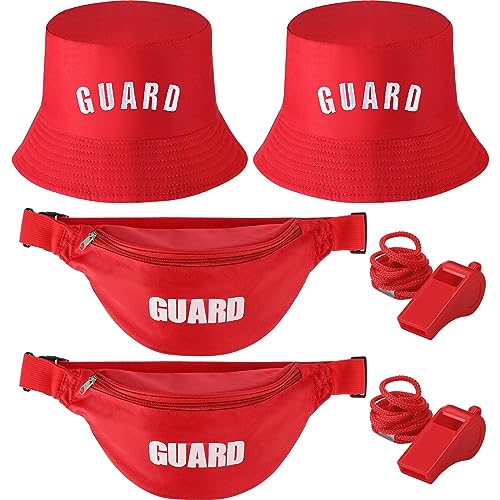 Toulite Professionelles Wach-Kostüm-Set mit rotem Eimerhut, Bauchtasche, Notfallpfeife für Cosplay, Karneval, Party, 6 Stück Toulite Professionelles Wach-Kostüm-Set mit rotem Eimerhut, Bauchtasche, Notfallpfeife für Cosplay, Karneval, Party, 6 Stück von Toulite