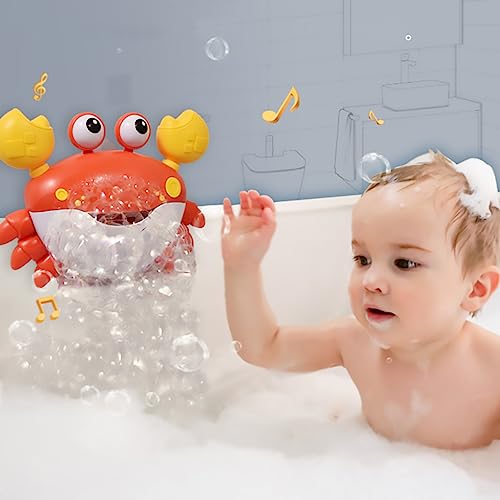 Baby-Badespielzeug, automatische Krabbenblasenmaschine mit Musik, lustiges Kleinkind-Badespielzeug für Badewannenzeit, Krabbenspielzeug, Wasserspiel für Kinder ab 3 Jahren (Krabbenorange) von TourKing