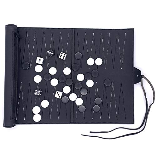 Reise-Backgammon-Set – PU-Leder Backgammon-Sets – aufrollbares Reise-Backgammon-Spiel – taktische Brettspiel-Ideen (PU-Leder) von TourKing