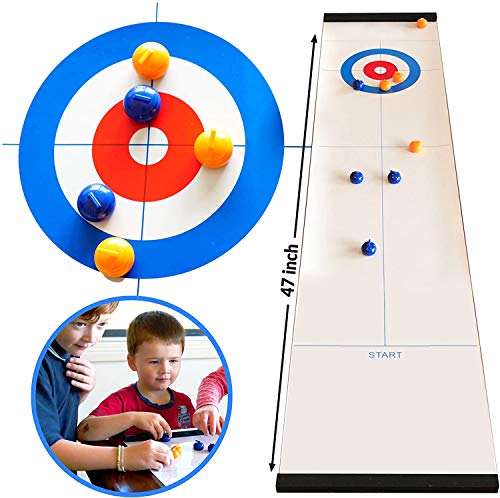 Tisch-Curling-Spiel, kompaktes Curling-Familienspiel für Kinder und Erwachsene, kompaktes Curling-Brettspiel, tragbare Mini-Tischspiele für Familie/Schule/Reisen von TourKing