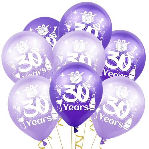 30. Geburtstag Luftballons, 30,5 cm, 10 Stück, Lila und Hellviolett, Partydekoration 30. Geburtstag Luftballons, 30,5 cm, 10 Stück, Lila und Hellviolett, Partydekoration von Tourima