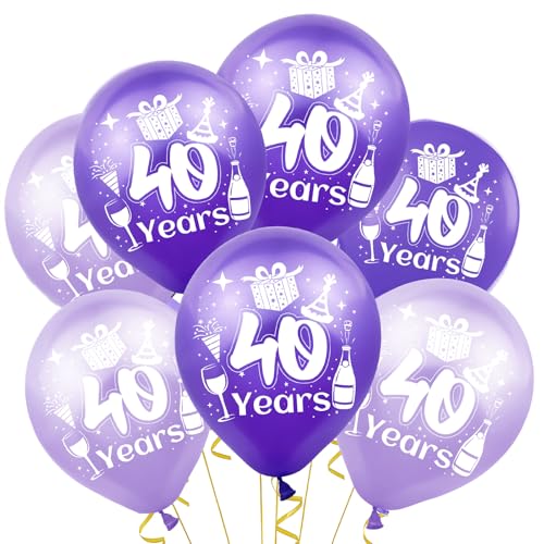 40. Geburtstag Luftballons, 30,5 cm, 10 Stück, Lila und Dunkellila von Tourima
