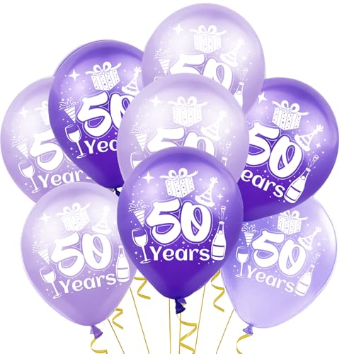 50. Geburtstag Luftballons, 30,5 cm, 10 Stück, Lila und Hellviolett, Party Dekoration 50. Geburtstag Luftballons, 30,5 cm, 10 Stück, Lila und Hellviolett, Party Dekoration von Tourima
