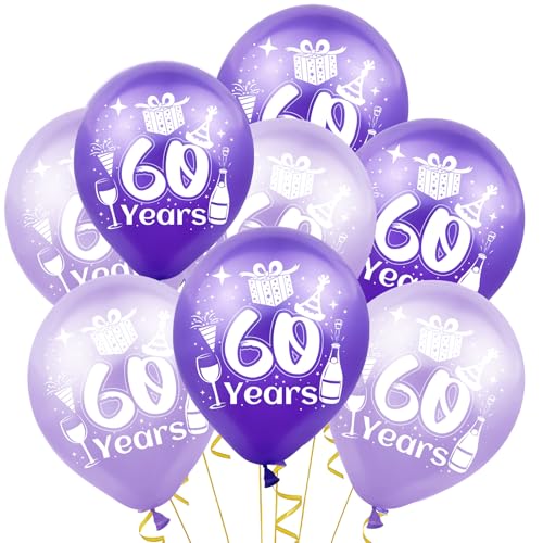 60. Geburtstag Luftballons, 30,5 cm, 10 Stück, Lila und Helllila, Party Dekoration 60. Geburtstag Luftballons, 30,5 cm, 10 Stück, Lila und Helllila, Party Dekoration von Tourima