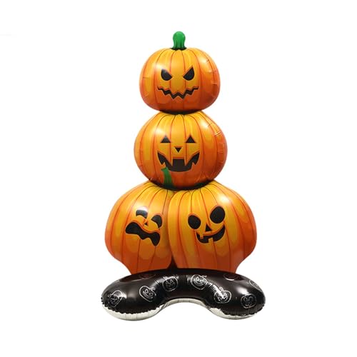 Aufblasbarer Halloween-Kürbis-Stapel, 3 Jack-o'-Lantern Deko-Kürbisse mit Beleuchteten Gesichtern, Schwarze Basis von Tourima