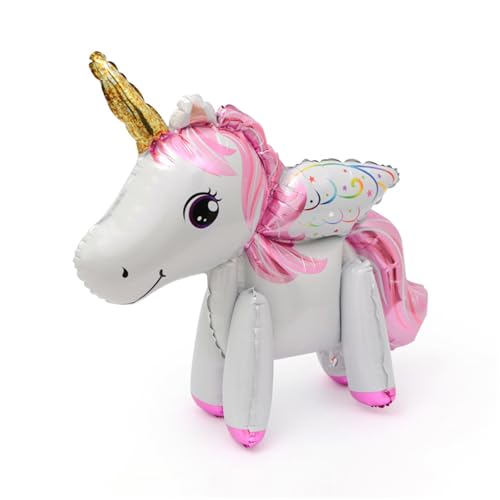 Aufblasbares Einhorn Ballon, Weiß mit Rosa Mähne, Goldenes Horn und Regenbogenflügel, Einhorn Deko Kindergeburtstag, Einhorn Folienballon, Stehend Einhorn Deko Aufblasbares Einhorn Ballon, Weiß mit Rosa Mähne, Goldenes Horn und Regenbogenflügel, Einhorn Deko Kindergeburtstag, Einhorn Folienballon, Stehend Einhorn Deko von Tourima