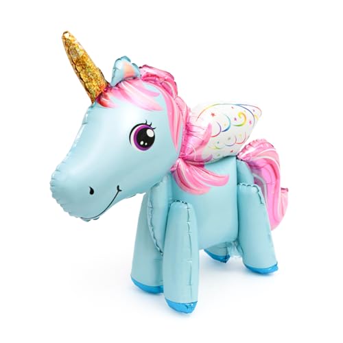 Einhorn Ballon, Blau mit Rosa Mähne, Glitzer Horn und Flügeln, Folienballon Einhorn, Stehend Einhorn Deko, Kindergeburtstag Partydekoration für Kindergeburtstag Einhorn Ballon, Blau mit Rosa Mähne, Glitzer Horn und Flügeln, Folienballon Einhorn, Stehend Einhorn Deko, Kindergeburtstag Partydekoration für Kindergeburtstag von Tourima