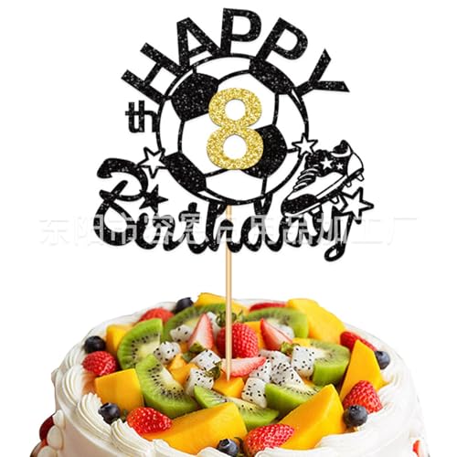 Glitzernder Tortenaufsatz für 8. Geburtstag, Kuchendekoration mit Sternen, Schwarz und Gold Glitzernder Tortenaufsatz für 8. Geburtstag, Kuchendekoration mit Sternen, Schwarz und Gold von Tourima