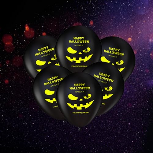 Halloween Luftballons, 12 Zoll, 20 Stück, Schwarze Kürbisgesicht-Ballons mit Leuchtender Aufschrift, Gruselige Party-Dekoration Halloween Luftballons, 12 Zoll, 20 Stück, Schwarze Kürbisgesicht-Ballons mit Leuchtender Aufschrift, Gruselige Party-Dekoration von Tourima