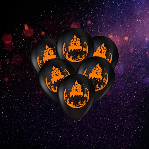 Halloween Luftballons mit Spukhaus-Motiv, 12 Zoll/30 cm, Schwarz-Orange, 20 Stück von Tourima