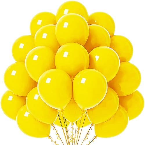Luftballons Gelb, 30 Stück, 25CM Gelbe Ballons 100% Naturlatex Helium Luftballons, Gelbe Luftballons Geburtstag Party Hochzeit Dekoration von Tourima