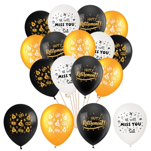 Ruhestand Luftballons Set, 20 Stück, 30cm, Schwarz Gold Weiß, mit 'Happy Retirement' und 'We Will Miss You' Design.Ruhestand Geschenke für Männer Frauen Abschiedsfeier Ruhestand Pensionierung Party Ruhestand Luftballons Set, 20 Stück, 30cm, Schwarz Gold Weiß, mit 'Happy Retirement' und 'We Will Miss You' Design.Ruhestand Geschenke für Männer Frauen Abschiedsfeier Ruhestand Pensionierung Party von Tourima