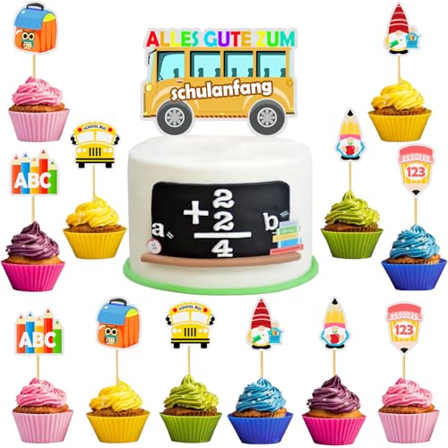 Tourima 13 Stück Tortendeko Einschulung, Schulkind 2025 Junge Einschulung Deko für Tortendeko, schulanfang deko Topper Schulkind Deko, Zuckertüte ABC 123 Kuchen für Schultag Party Deko Tourima 13 Stück Tortendeko Einschulung, Schulkind 2025 Junge Einschulung Deko für Tortendeko, schulanfang deko Topper Schulkind Deko, Zuckertüte ABC 123 Kuchen für Schultag Party Deko von Tourima