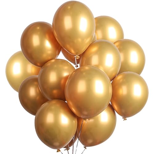 Tourima 20 Stück 10 Zoll Metall Luftballons Gold Set, Goldene Luftballons für Ballons Geburtstag Goldene Hochzeit Verlobung Babyparty Dekoration Jugendweihe,Ballons Gold Geburtstagsdeko von Tourima