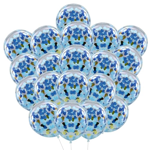 Tourima 20 Stück 12 Zoll Blau Papierballons, Liebeskonfetti Blaue Luftballons Gilt für Geburtstagsdeko, Luftballons Helium Geeignet Deko Jugendweihe Junge Hochzeit Verlobung Babyparty Dekoration von Tourima